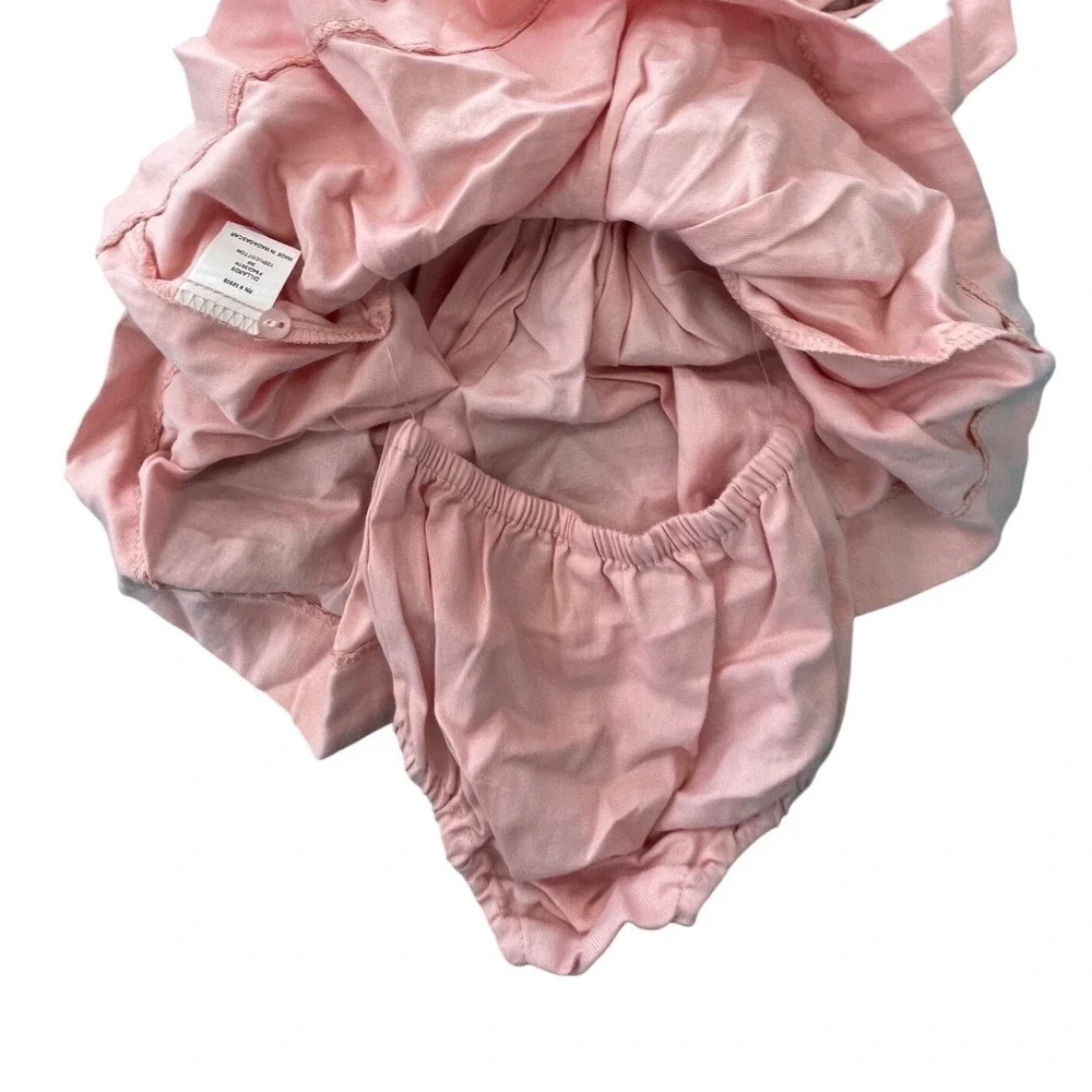Edgehill Collection Pink Smocked Floral Cotton Dress & Diaper Cover 3M I07